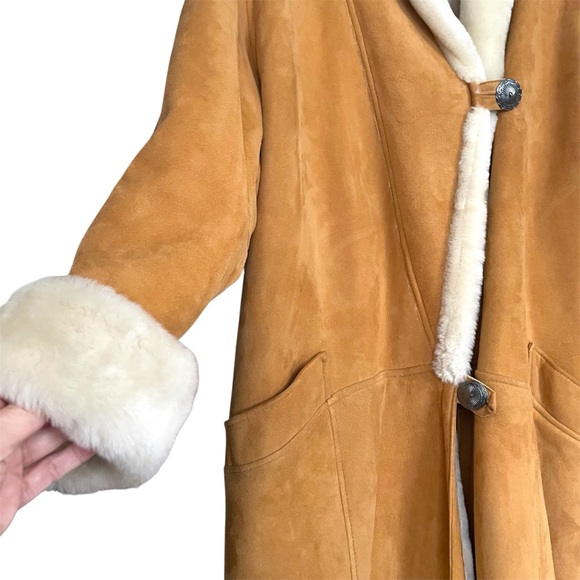 Vintage Overland Sheepskin Longline Coat Genuine Shearling Boho Western Winter - Picture 4 of 15